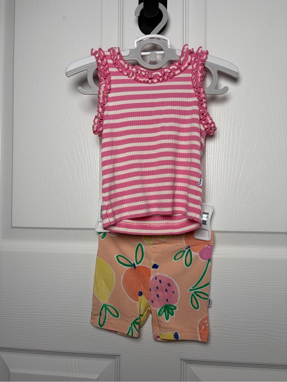 Little Sleepies Sweet Pink Stripe Tank Fruit Frenzy Shorts Set 6-12M